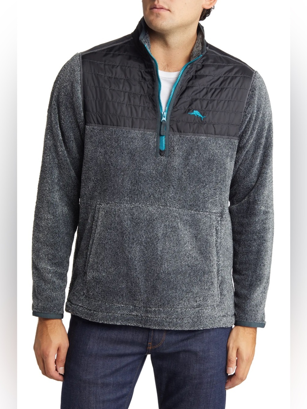 *New w/ tags* Tommy Bahama New Cascade Cozy Half Zip. Size: L. Color: Coal